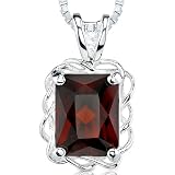 2.75Ct Radiant Cut Garnet Pendant in Sterling Silver