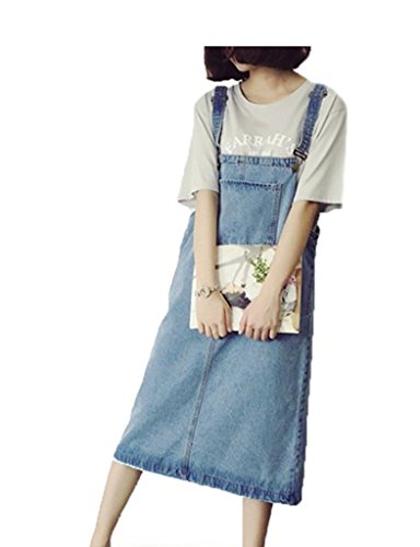 Piulou レディース デニム サロペット スカート ジーンズ オーバーオール ロング丈デニム オーバーオール レディース　サロペット スカート