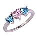Psiroy 925 Sterling Silver Stunning Created Gorgeous Women's 4mm*4mm Heart Cut Blue Topaz Filled Ring