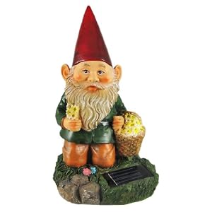 Flower Picking Garden Gnome Solar Accent Light by 