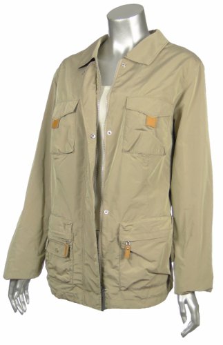 Sutton Studio Womens Beige Khaki Nylon Safari Rain Coat Jacket Plus 1X [Apparel]