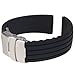 Black Silicone Rubber Watch Strap Band Deployment Buckle Waterproof 24mm