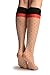 LissKiss Nude With Black Polka Dots & Red Stripe Top Knee High Socks - Socks