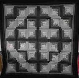 Black and White Log Cabin Diamond Queen Size Bed Quilt