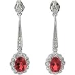 14K White Gold Chatham Created Ruby and Diamond Earrings