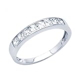 14K White Gold Princess Channel Set CZ Cubic Zirconia Wedding Band Ring