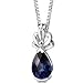 Royal Grace: Sterling Silver Pear Shape Checkerboard Cut Blue Sapphire Pendant with 18 inch Silver Necklace and Free Shipping
