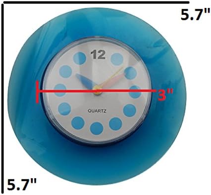 Squeezit Water Resistant Bathroom Shower Clocks with Silicone Suction Cup (AA Battery Not Included) Use on Tile - Mirror or Windows As Wall Clocks