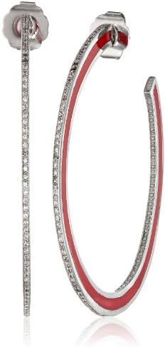 Miriam Salat "Amazonian Jungle" Oversized Skinny Lipstick Red and Rhodium Earrings