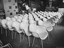 Chairs Designed by Charles Eames Made of Molded Plastic and Plywood Photographic Poster Print by Peter Stackpole, 32x24