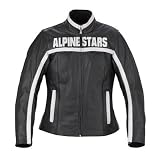 Alpinestars Womens Stella Barcelona Leather Motorcycle Jacket Black/White Medium