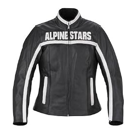 Alpinestars Ladies Stella Barcelona Leather Motorcycle Jacket Black White XXL by Ladies' Leather Motorcycle Jackets