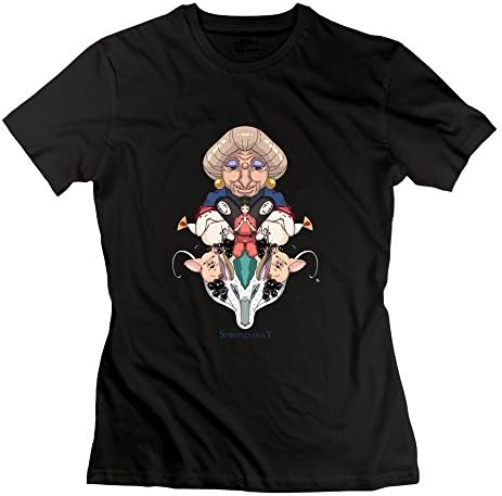 Lady 100% Cotton Spirited Away Tee Shirts S Black