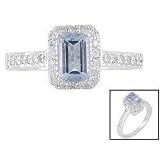 14K White Gold Aquamarine and Diamond Ring