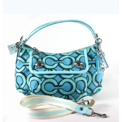 Coach Poppy Glam 3D Signature Groovy Shoulder Bag Purse Handbag 14982 Blue
