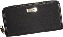Women's DKNY Large Zip Around Wallet T&C Classics Black/Black