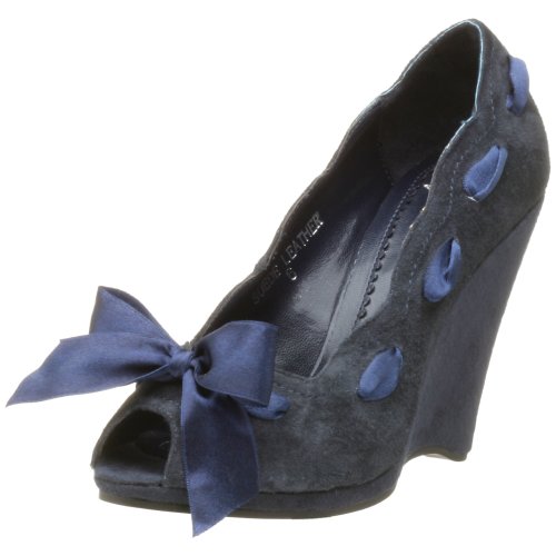 Volatile Women's Giselle Peep Toe Pump,Navy,6 M
