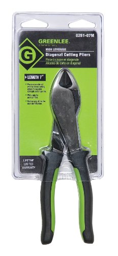 greenlee 0251-07m diagonal cutting pliers, mini molded grip, 7″