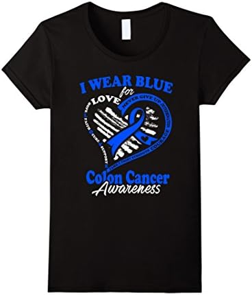 Women's Colon Cancer Shirt - I Wear Blue For My Hero Medium Black