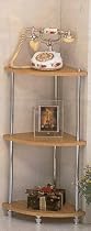 Retro 3 Tier Chrome Corner Rack with Wood Shelf Tops