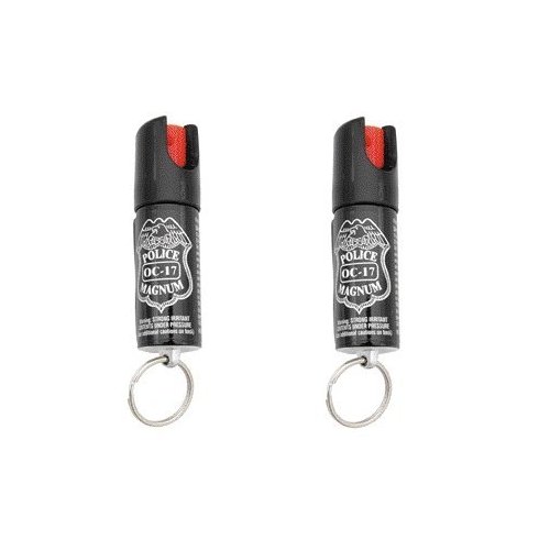 2 Police Magnum OC-17 Keychain Red Pepper Mace Spray w/ UV Dye - 1/2oz Hard Cases