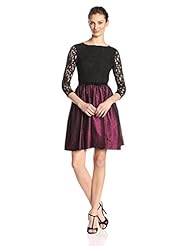 Full-Skirt Acrylic/Metallic/Nylon/Polyester Fit-and-Flare  Jacquard Lace Sheer Bateau Neck  Dress With a Bow(s)