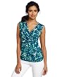 AK Anne Klein Womens Petite Abstract Petal Drape Neck Top
