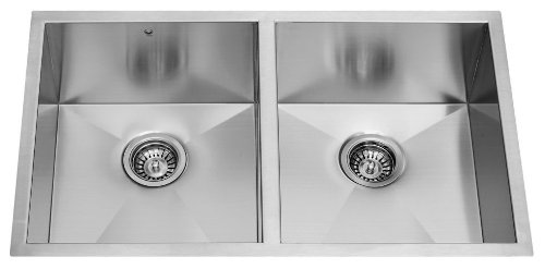 Vigo Industries VG3219AK1 Undermount Two Grids Two Strainers Kitchen Sink, Steel