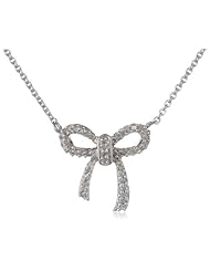 Sterling Silver Diamond Bow Pendant Necklace (1/10 Cttw, I-J Color, I2-I3 Clarity), 18"