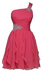 Junior One Shoulder Short Chiffon Evening Dress/Homecoming Dress/Bridesmaid Dress/Prom Dress/Party Dress 