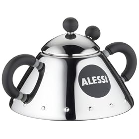 Alessi Special Edition Michael Graves Sugar Bowl with Black Accents 9097 B by Alessi