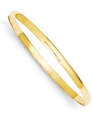 14k Yellow Gold 4mm Solid Polished Half-Round Slip-On Bangle. Metal Wt- 8.76g