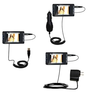 USB cable with Car and Wall Charger Deluxe Kit for the Memorex MMP9008 - uses Gomadic TipExchange Technology