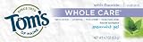 Tom's of Maine Whole Care Fluoride Toothpaste, Spearmint Gel, 4.7-Ounce (Pack of 2)