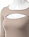 Doublju Womens Long Sleeve Round Neck Cut Out Bust Round Neck Thermal T Shirts