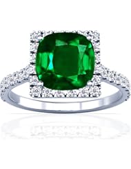 Platinum Cushion Cut Emerald Ring With Sidestones (GIA Certificate)