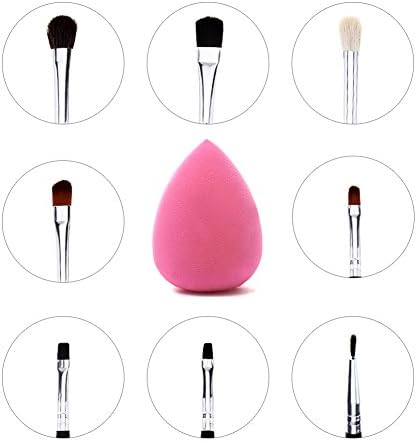 8+1pcs Eye Makeup Brushes Professional Cosmetic Makeup Eye Brush Set Eyeshadow &amp; Eyeliner Brush Set Foundation Eyebrow Brush (black)&amp; makeup blender sponge pink