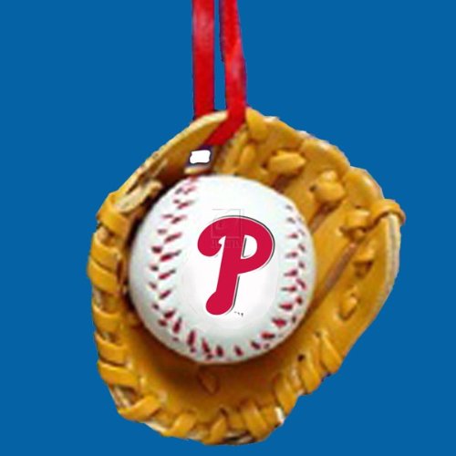 Kurt Adler Phillies Baseball in Glove Christmas Ornament