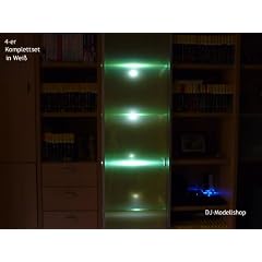 LED 4-er Glasbodenbeleuchtung-Komplett-Set in Wei�+Trafo+Fu�schalter
