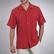 Sandals Cay Men's Carnelian Herringbone Silk Camp Shirt