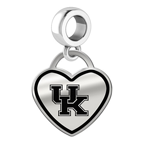 University of Kentucky Wildcats Border Heart Dangle Charm Fits All Beaded Charm Bracelets