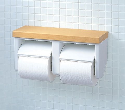 棚付2連紙巻器 INAX ペーパーホルダー (ワンタッチ式) CF-A63K KA（シルクウッド）