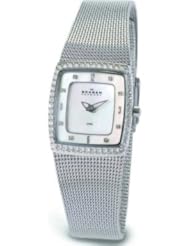 Skagen Denmark Womens Watch Silver Striped Mesh & Glitz #384XSSS1S
