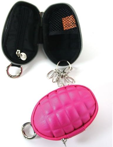 Grenade Shaped Novelty Coin Purse Clutch with Key Ring HOT PINK Fuchsia