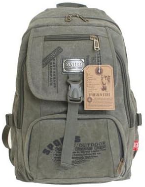Sports stars Canvas Backpack College Students Shoulder Bag Travel Rucksack (green)