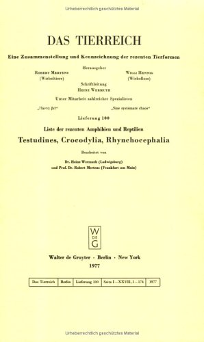 Produkt-Bild: Das Tierreich /The Animal Kingdom. Eine Zusammenstellung und Kennzeichnung der rezenten Tierformen /A Compilation and Characterization of the Recent ... Crocodylia, Rhynchocephalia: Lfg 100