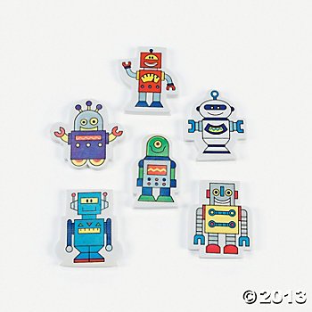 Robot Erasers/Goody Bag/PRIZES/Party Favors/Birthdays