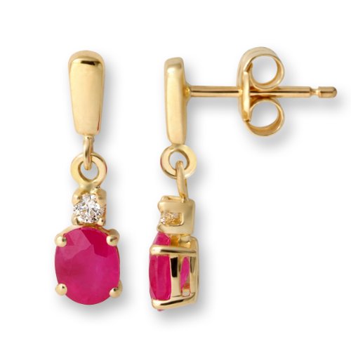 Miore  Damen-Ohrringe 9 Karat (375) Gelbgold mit 2 Brillanten und Rubin MA900EY Preisvergleich