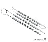 4 Pieces Dental Set - Tartar Calculus Plaque Remover Tooth Scraper- Tools with Inspection Mirror & Scaler Set Dental hand Tool/Equipment