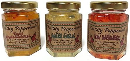 Chefs Trio Rose City Pepperheads Pepper Jelly With 7 Recipes - Chefs Trio- Holy Habanero, Ginger Garlic, Thai Mandarin - Christmas, Hostess, Secret Santa, Birthday, Get Well Gift (Chef Trio)
